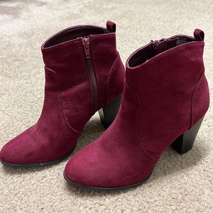 Burgundy booties in a size 8 from Express